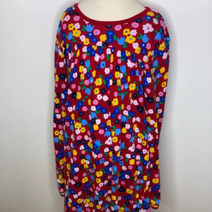 Hanna Andersson girls red floral modest long sleeve dress sz 150 US 12